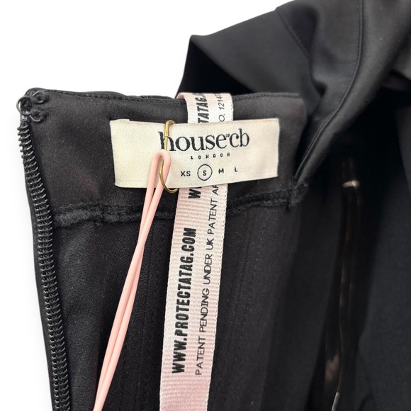 NWT House of CB Loretta Off the Shoulder Satin Corset‎ Dress Black - Size Small - Picture 14 of 15